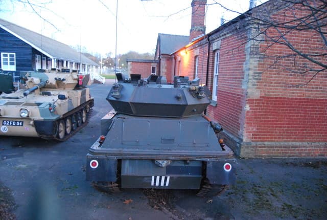 Aldershot Military Museum exhibiting wartime military vehicles and equipment